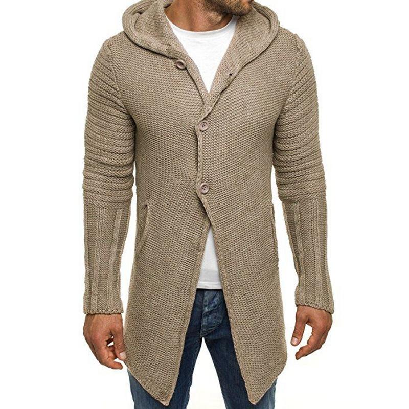 Herren Strickjacke Mit Kapuze Und Längerem Schnitt