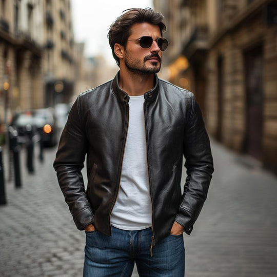 Herren Jacke Mit Kragen Und Schlankem Schnitt