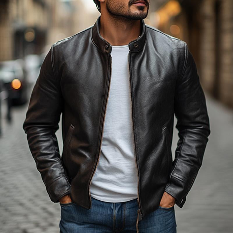 Herren Jacke Mit Kragen Und Schlankem Schnitt