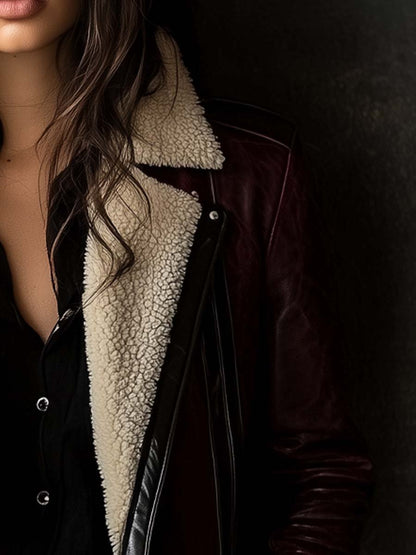 Damen Mantel Aus Lammleder Im Vintage-Stil In Bordeaux