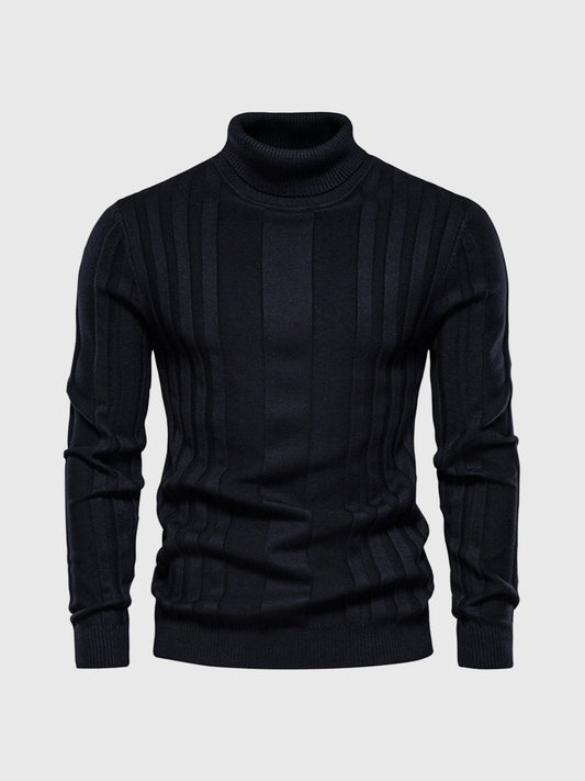 Herren Rollkragenpullover Mit Gestreiftem Design