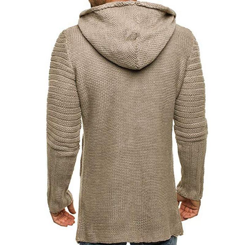 Herren Strickjacke Mit Kapuze Und Längerem Schnitt