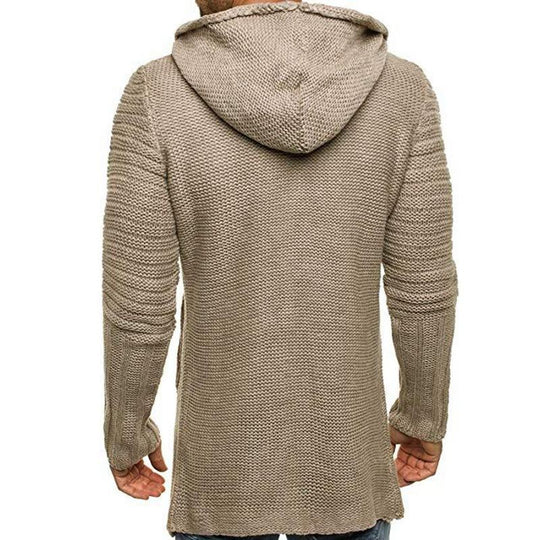 Herren Strickjacke Mit Kapuze Und Längerem Schnitt