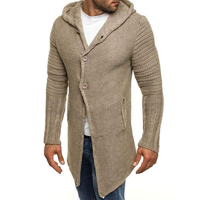 Herren Strickjacke Mit Kapuze Und Längerem Schnitt