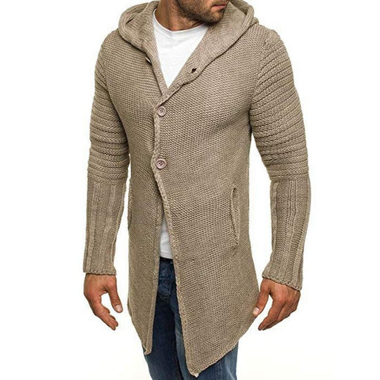 Herren Strickjacke Mit Kapuze Und Längerem Schnitt