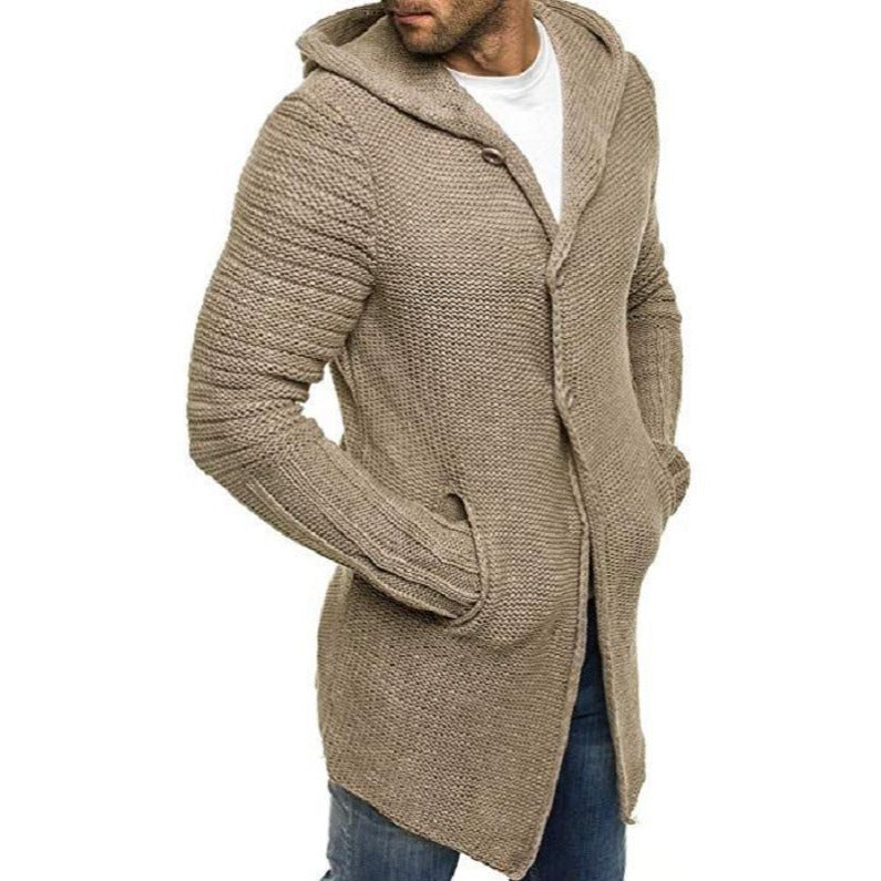 Herren Strickjacke Mit Kapuze Und Längerem Schnitt