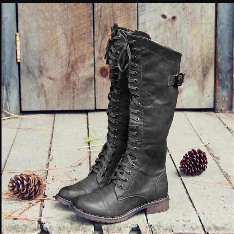 Damen Hohe Schnürstiefel Im Reitstil