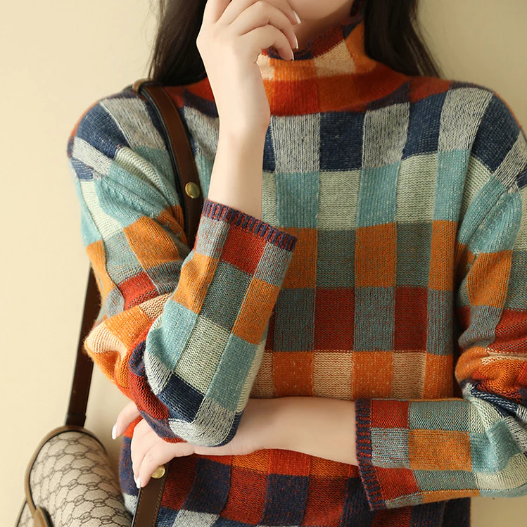 Damen Rollkragenpullover Mit Strickmuster Für Herbst