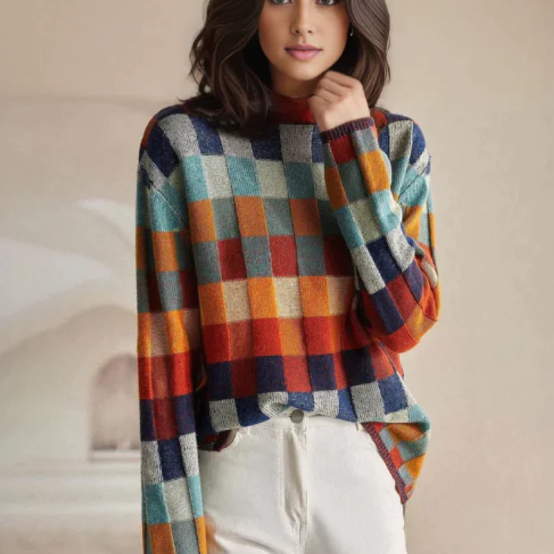 Damen Rollkragenpullover Mit Strickmuster Für Herbst
