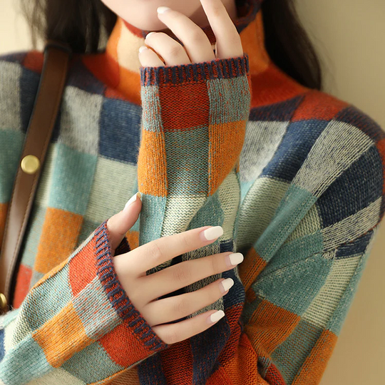 Damen Rollkragenpullover Mit Strickmuster Für Herbst