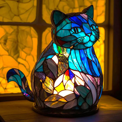 Kunstvolle Tier-Tischlampe mit Buntglaseffekt