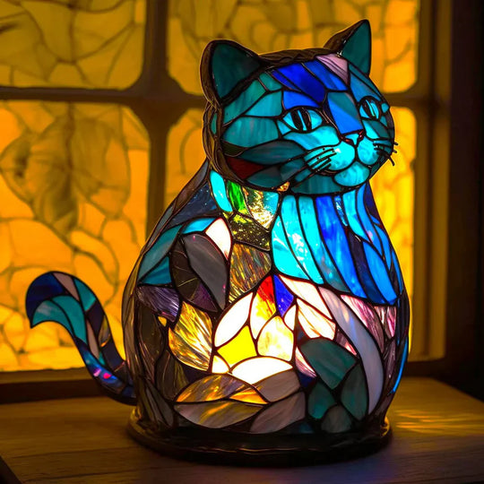 Kunstvolle Tier-Tischlampe mit Buntglaseffekt