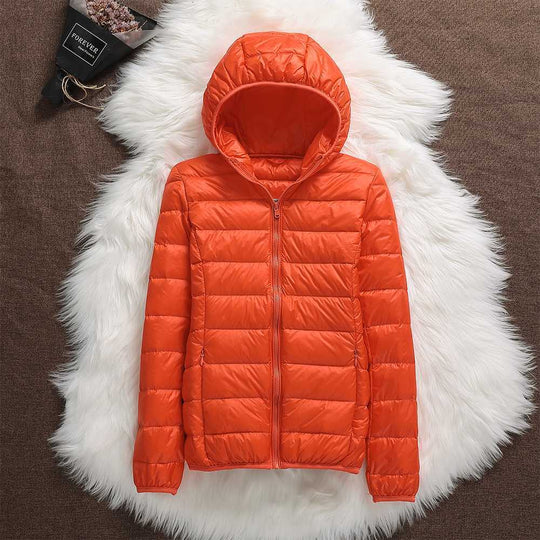 Damen Daunenjacke Mit Kapuze Und Klassischem Design