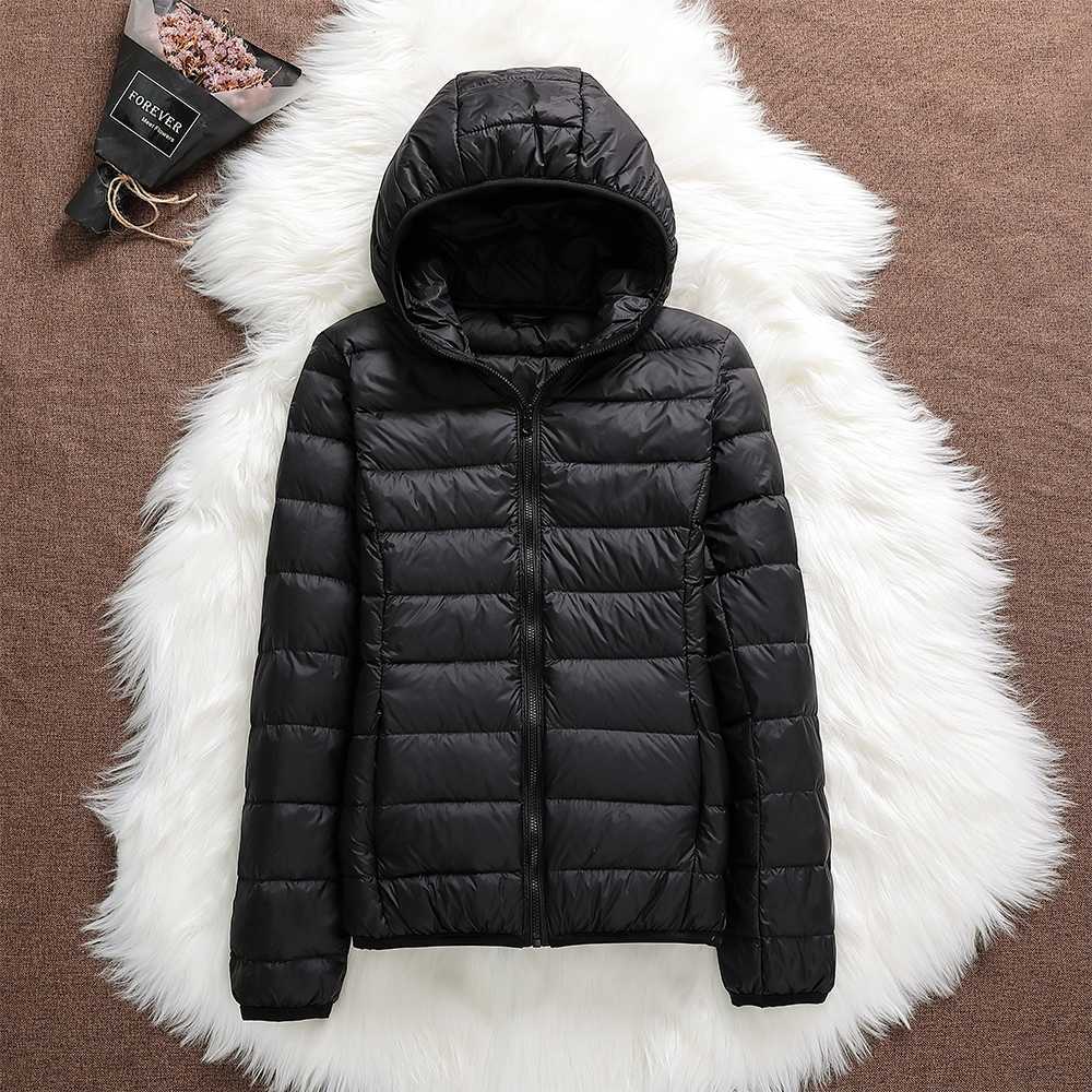 Damen Daunenjacke Mit Kapuze Und Klassischem Design