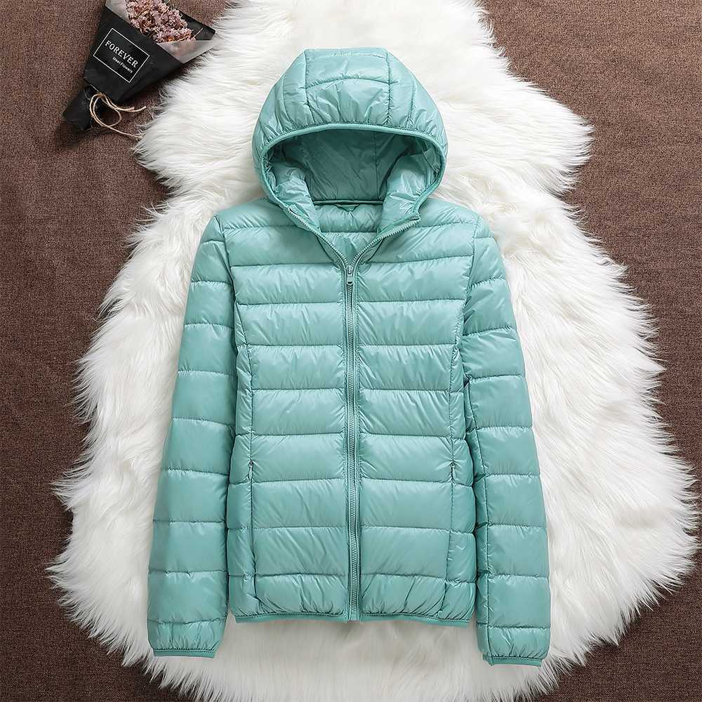 Damen Daunenjacke Mit Kapuze Und Klassischem Design