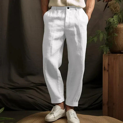 Herren Leinenhose Mit Kordelzug Locker Geschnitten