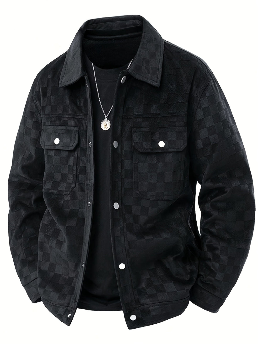 Herren Veloursjacke Mit Karostruktur