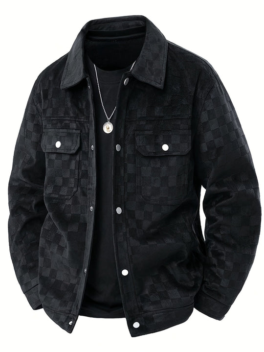 Herren Veloursjacke Mit Karostruktur