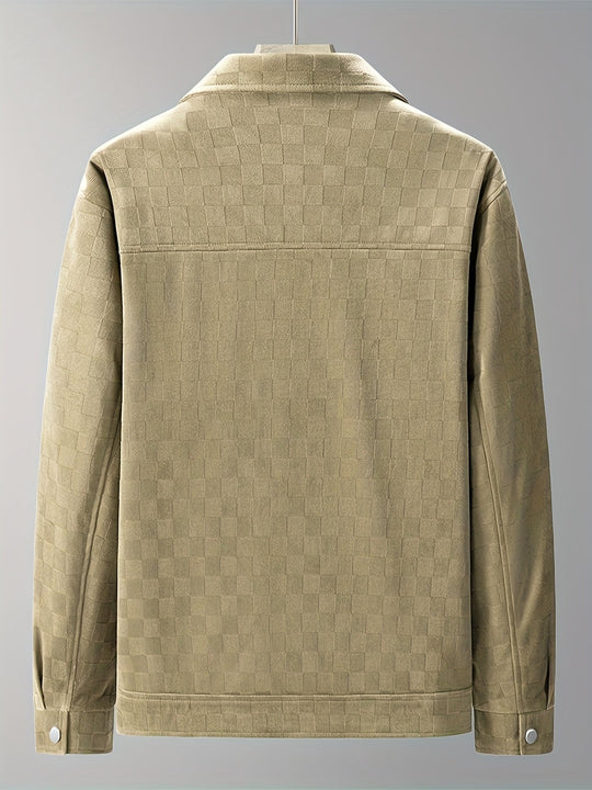 Herren Veloursjacke Mit Karostruktur