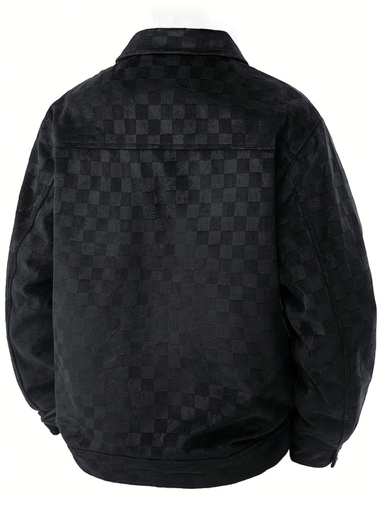 Herren Veloursjacke Mit Karostruktur