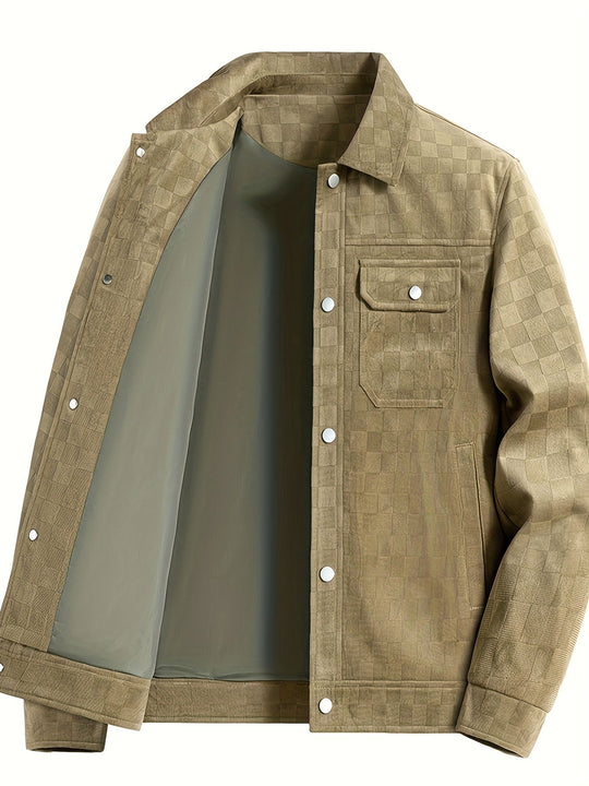 Herren Veloursjacke Mit Karostruktur