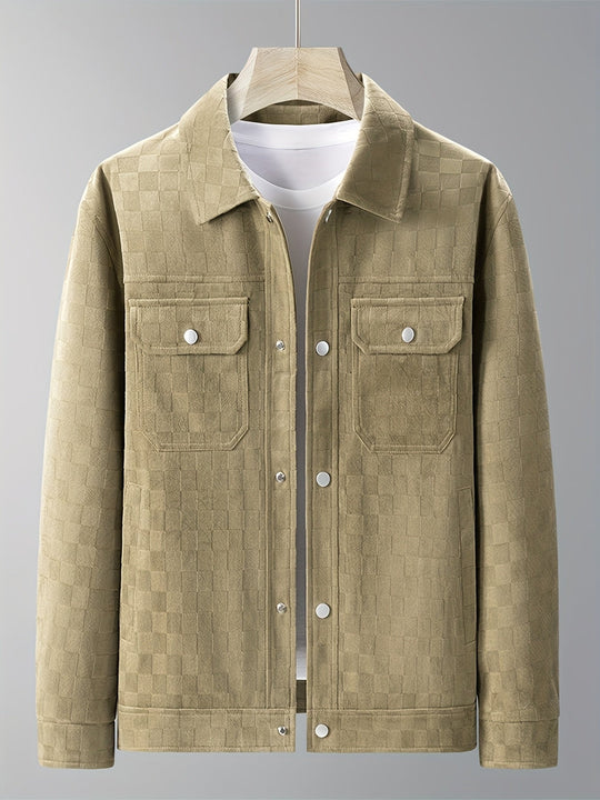 Herren Veloursjacke Mit Karostruktur