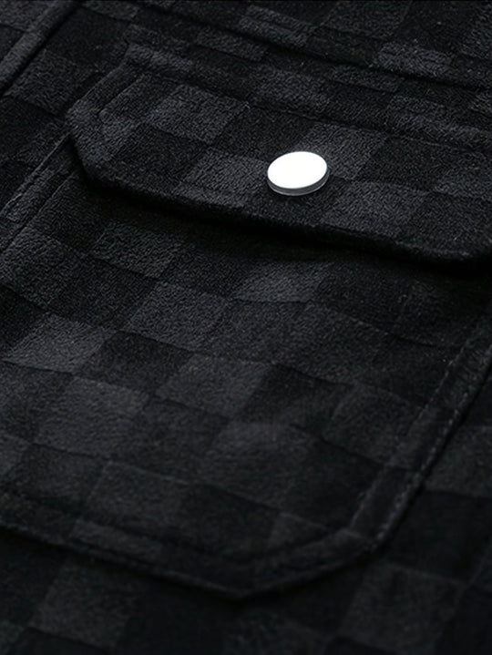 Herren Veloursjacke Mit Karostruktur