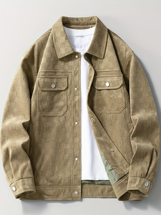 Herren Veloursjacke Mit Karostruktur