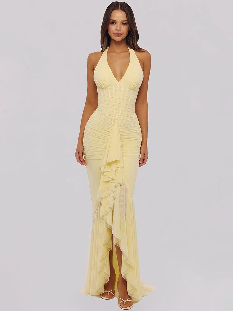 Maxikleid mit gerafftem Neckholder für Hochzeitsgäste