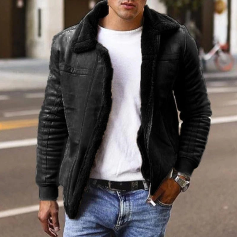 Herren Winterjacke Mit Kunstpelzfutter Und Modernem Schnitt