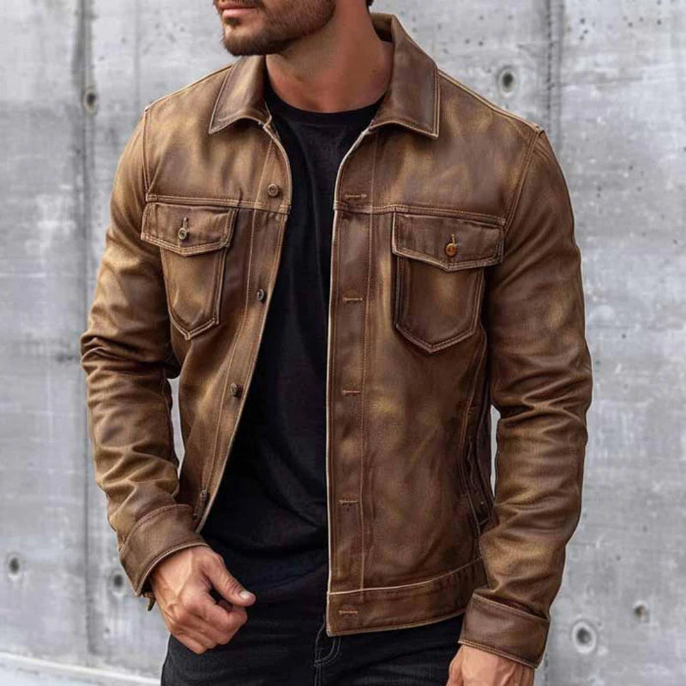 Herren Lederjacke Mit Klassischem Design