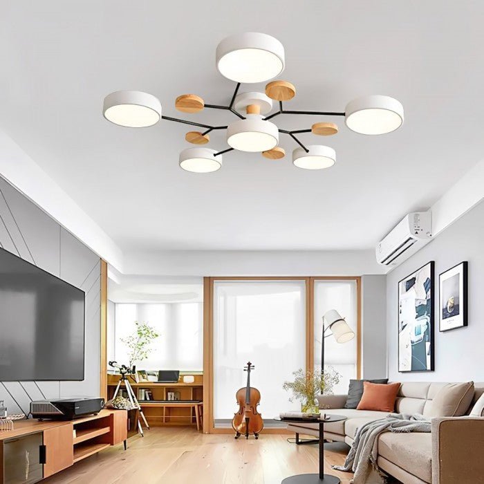 Skandinavische LED-Deckenlampe – Verzweigtes Design in Mattweiß