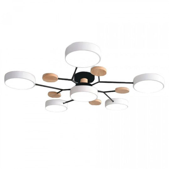 Skandinavische LED-Deckenlampe – Verzweigtes Design in Mattweiß