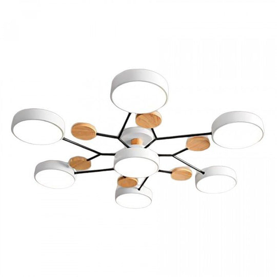 Skandinavische LED-Deckenlampe – Verzweigtes Design in Mattweiß
