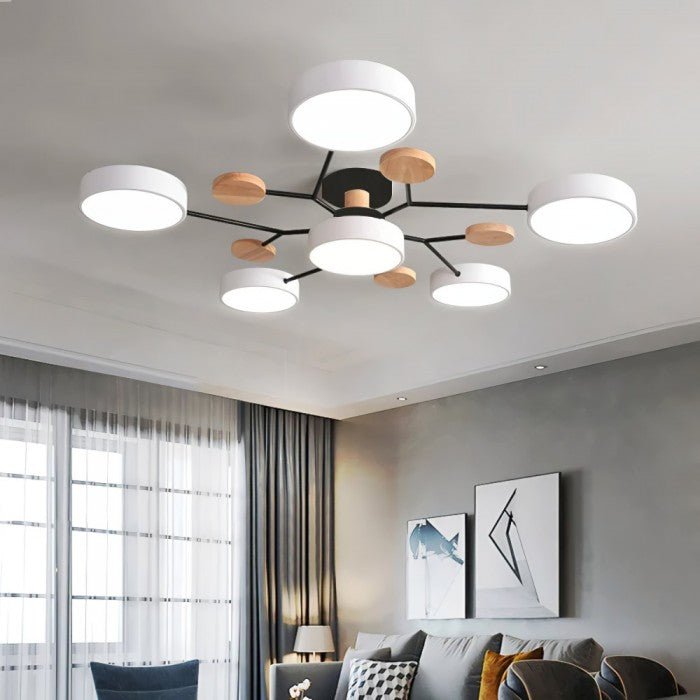 Skandinavische LED-Deckenlampe – Verzweigtes Design in Mattweiß