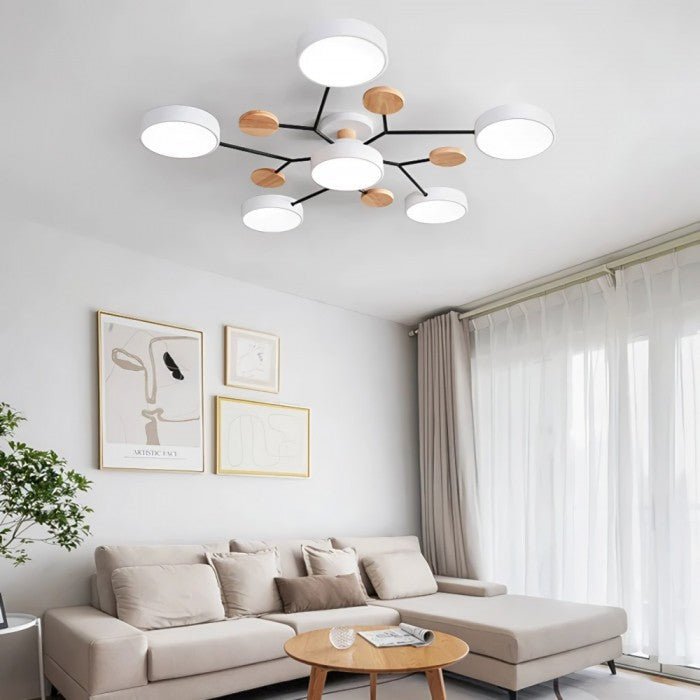 Skandinavische LED-Deckenlampe – Verzweigtes Design in Mattweiß