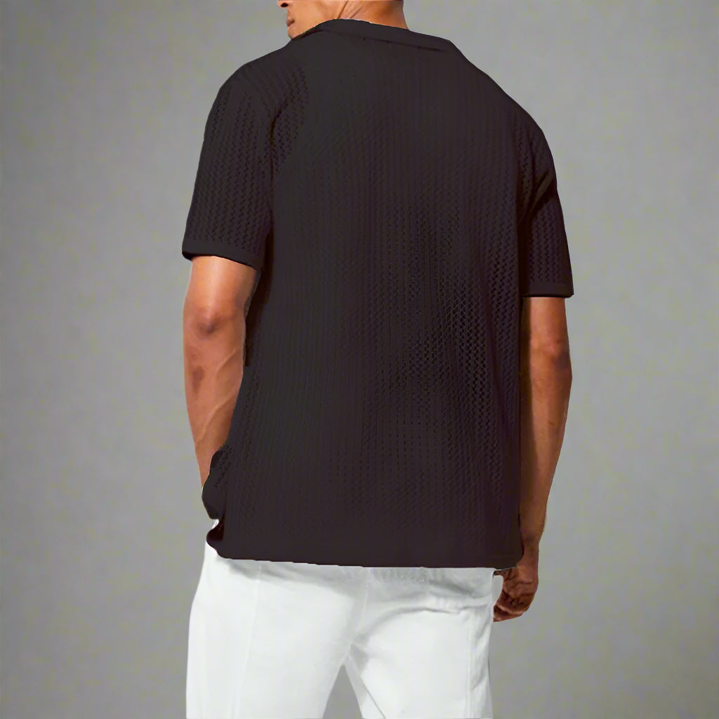Herren Strickhemd mit Lochmuster als sommerlicher Freizeitlook