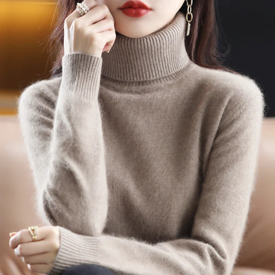 Damen Kaschmir Rollkragenpullover Mit Elegantem Design