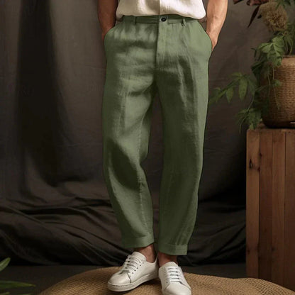 Herren Leinenhose Mit Kordelzug Locker Geschnitten