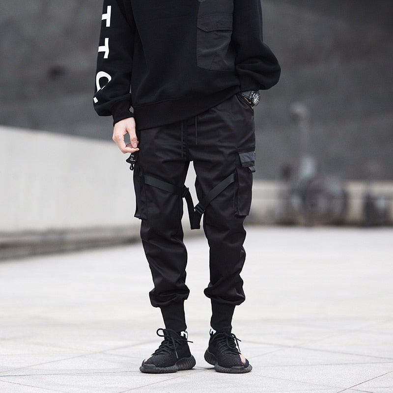 Herren Techwear Cargo Jogginghose Mit Taktischem Design