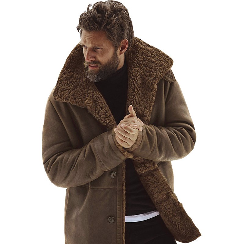 Herren Wintermantel Mit Warmem Futter Und Großem Kragen