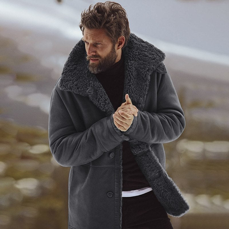 Herren Wintermantel Mit Warmem Futter Und Großem Kragen