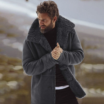 Herren Wintermantel Mit Warmem Futter Und Großem Kragen