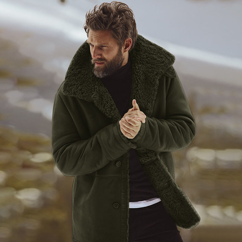 Herren Wintermantel Mit Warmem Futter Und Großem Kragen