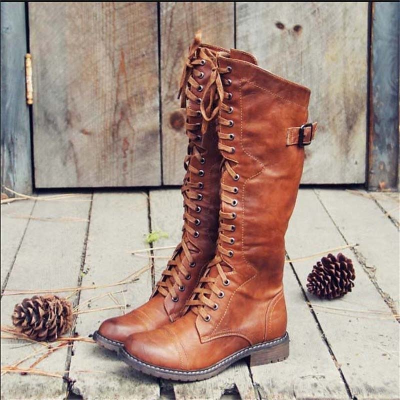 Damen Hohe Schnürstiefel Im Reitstil