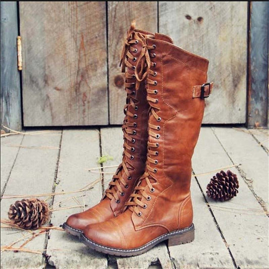 Damen Hohe Schnürstiefel Im Reitstil