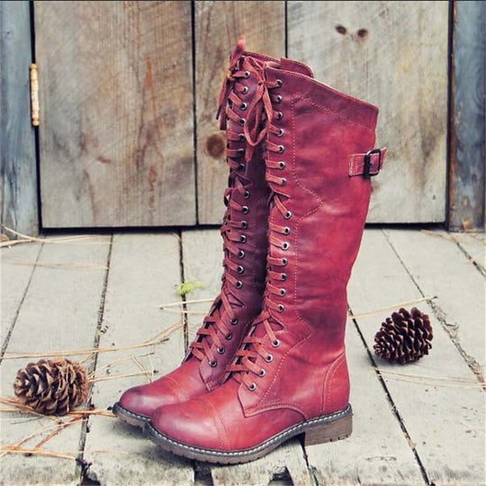 Damen Hohe Schnürstiefel Im Reitstil