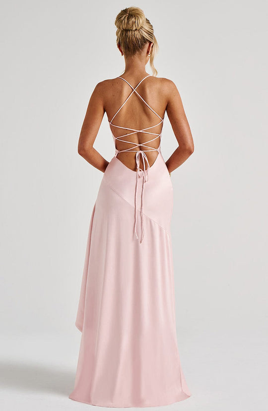 Damen Maxi Kleid In Blush Mit Asymmetrischem Schnitt