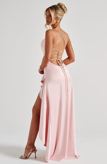 Damen Maxi Kleid In Blush Mit Asymmetrischem Schnitt