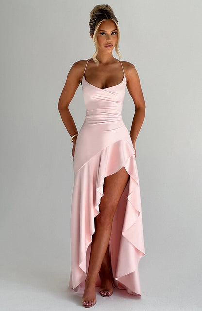 Damen Maxi Kleid In Blush Mit Asymmetrischem Schnitt